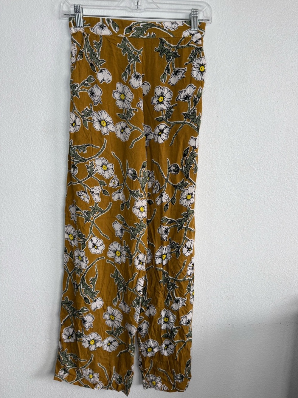 Alohiwai Floral Wide Leg Pants in Mustard Yellow